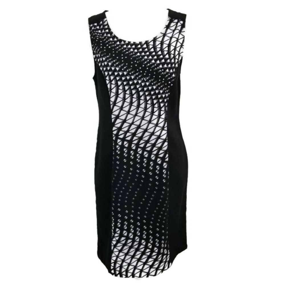 Stitch Btween M Shift Dress Black White NWOT